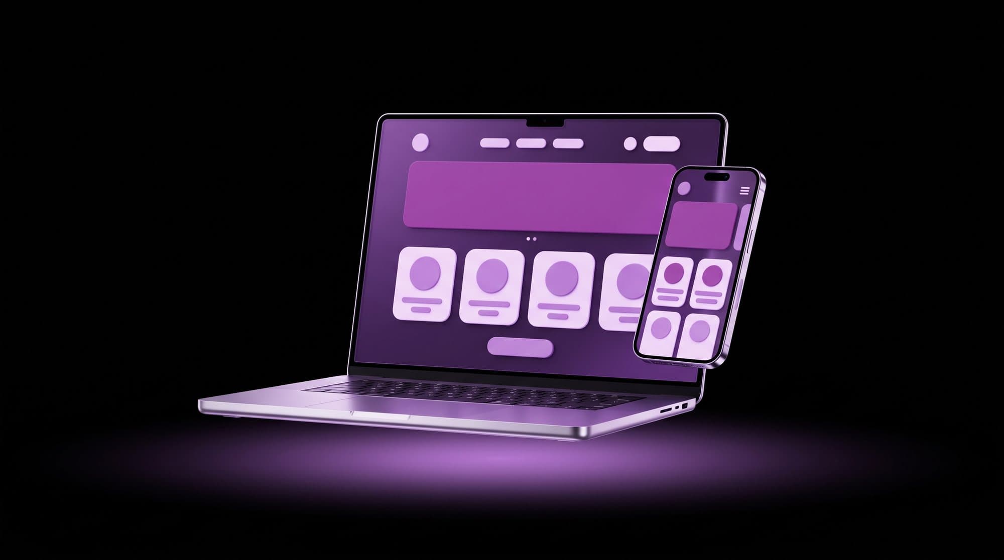 Laptop and smartphone showing the bilingual online store concept with product cards