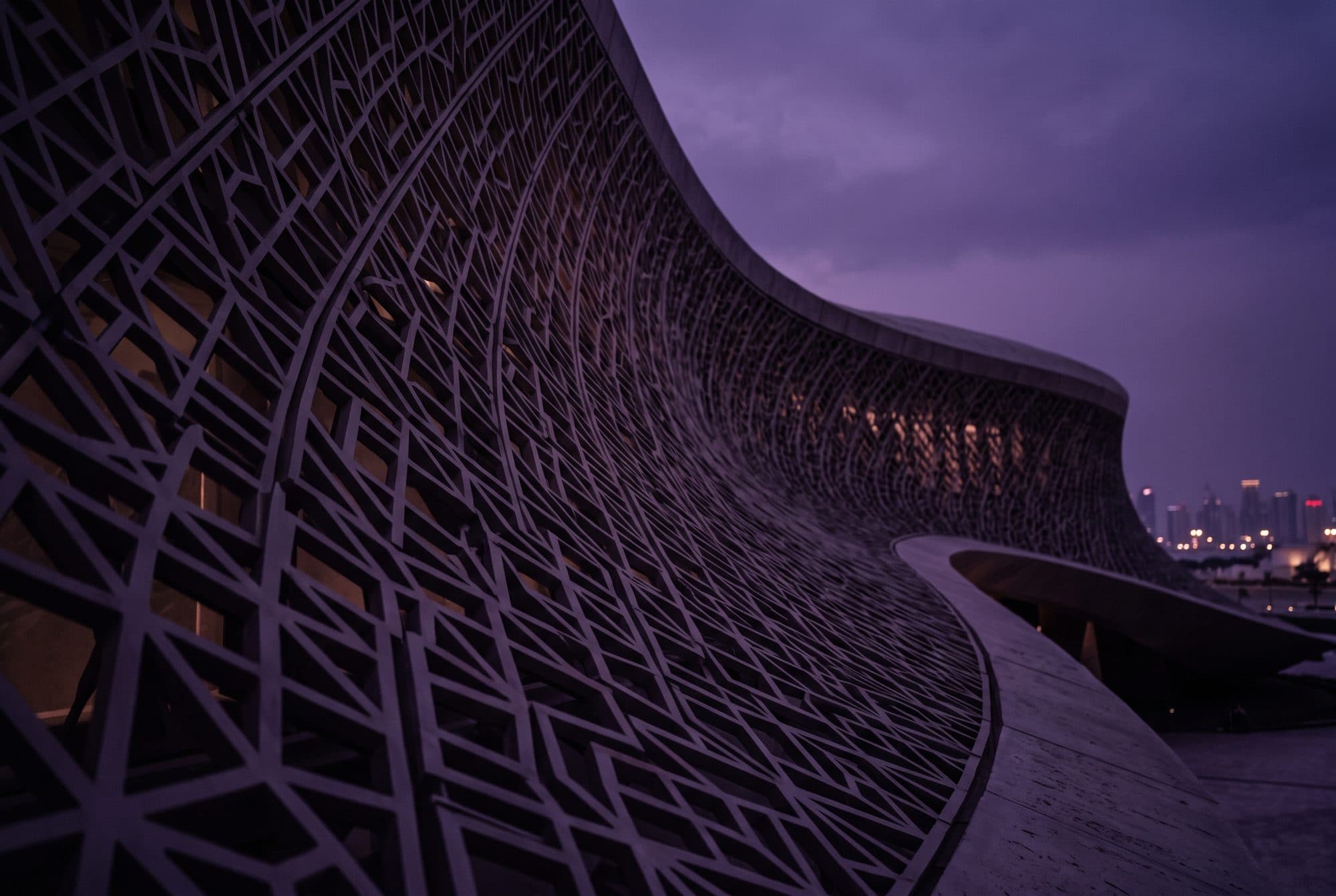 Modern architecture in Doha at dusk